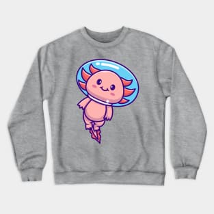 Cute Axolotl Astronaut Swimming Floating In Space Cartoon Crewneck Sweatshirt